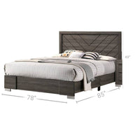 Lola Classic King Size Bed, Wood Grain, Strong Block Legs, Taupe Brown - BM300205