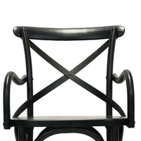 Rhy 18 Inch Dining Armchairs, Set of 2, Metal Cross Backrests, Jet Black - BM300774