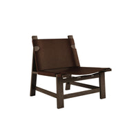 33 Inch Armless Accent Chair, Leather Upholstery, Rich Brown Textured Wood - BM300801