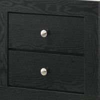 Yoh 23 Inch 2 Drawer Nightstand, White Marble Top, Metal Knobs, Black - BM300824