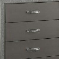 Zuka 47 Inch Tall 5 Drawer Dresser Chest, Faux Diamond Trim, Modern Gray - BM300827