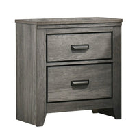 Lei 26 Inch 2 Drawer Nightstand, Sleek Metal Handles, Modern Gray Finish - BM300828