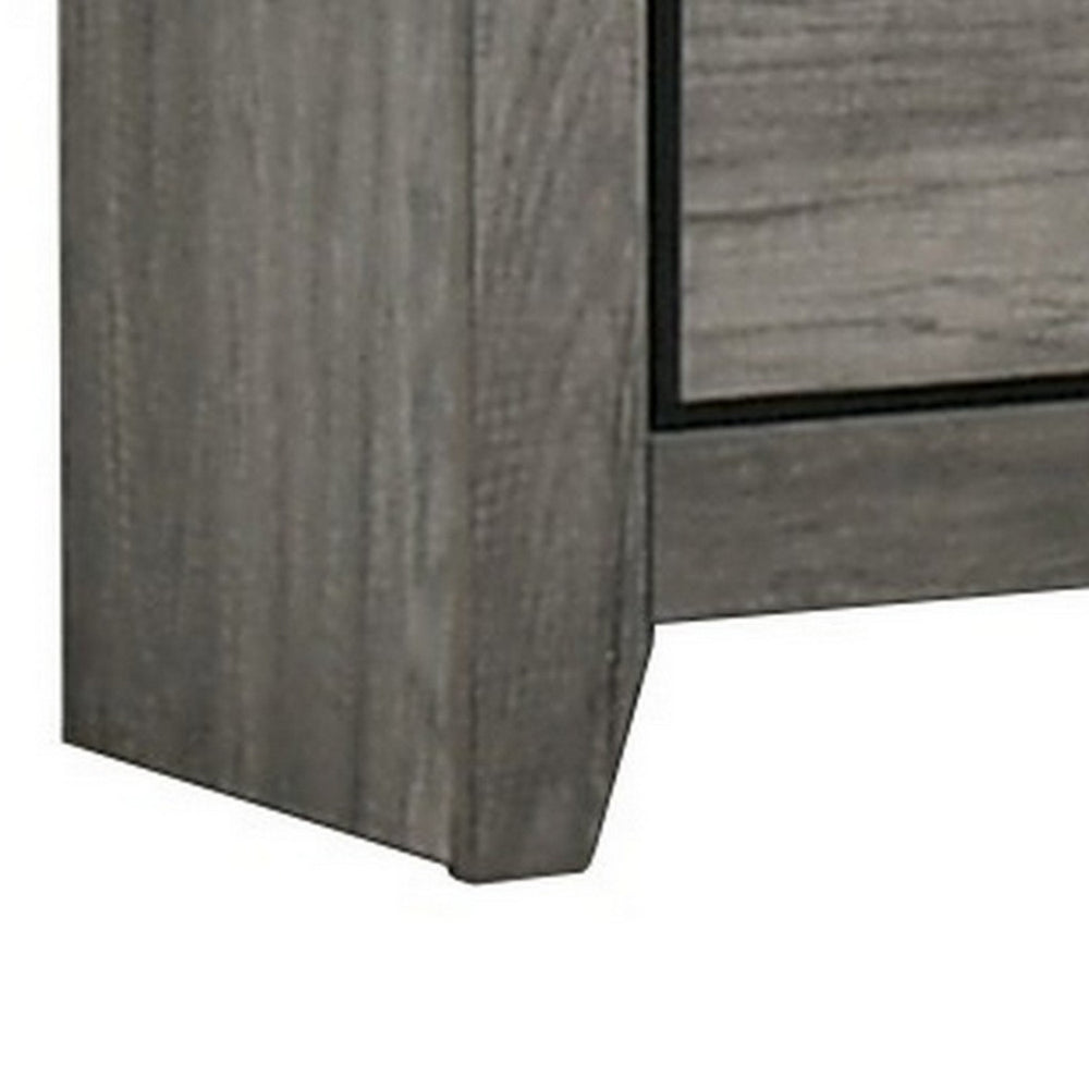 Lei 26 Inch 2 Drawer Nightstand, Sleek Metal Handles, Modern Gray Finish - BM300828