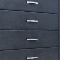 Moha 50 Inch Tall 5 Drawer Dresser Chest, Glass Top Gray Velvet Upholstered - BM300836
