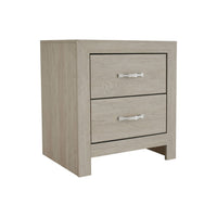 Ancy 24 Inch 2 Drawer Nightstand, Faux Diamond Inlay Handles, Natural Brown - BM300838