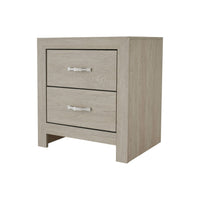 Ancy 24 Inch 2 Drawer Nightstand, Faux Diamond Inlay Handles, Natural Brown - BM300838