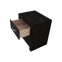 Ancy 24 Inch 2 Drawer Nightstand, Faux Diamond Inlay Handles, Modern Black - BM300839