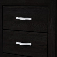 Ancy 24 Inch 2 Drawer Nightstand, Faux Diamond Inlay Handles, Modern Black - BM300839