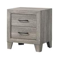 Isha 24 Inch 2 Drawer Nightstand with Metal Handles, Modern Driftwood Gray - BM300842