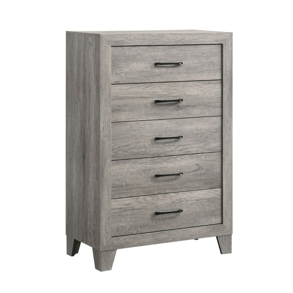 Isha 48 Inch 5 Drawer Tall Dresser Chest with Metal Handles, Driftwood Gray - BM300843