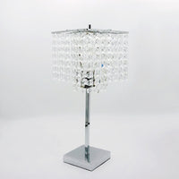 20 Inch Modern Table Lamp, Hanging Crystal Accent Shade, Chrome Metal Base - BM300850