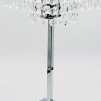 20 Inch Modern Table Lamp, Hanging Crystal Accent Shade, Chrome Metal Base - BM300850