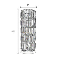 20 Inch Modern Table Lamp, Metal Cage Shade with Glass Accents, Chrome - BM300852