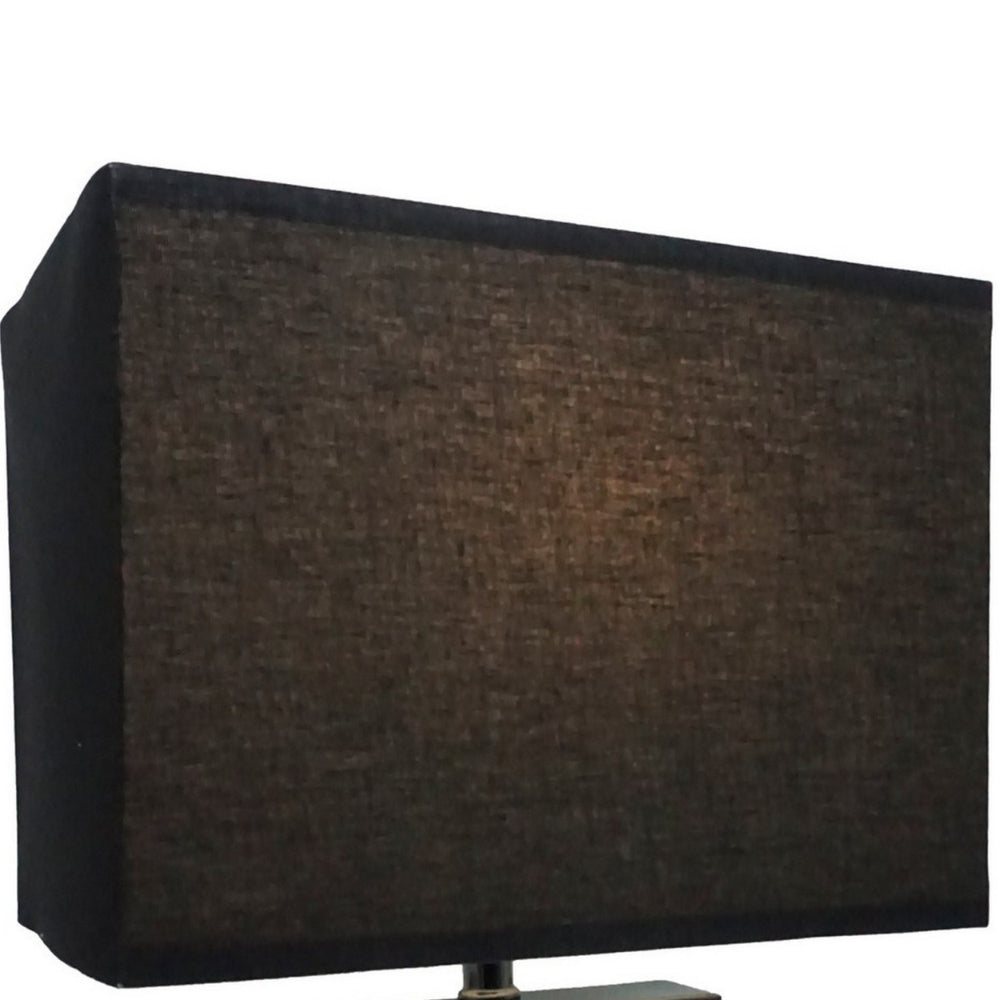 Rohi 22 Inch Table Lamp, Black Fabric Shade, Nickel Base, LED Accents - BM300854