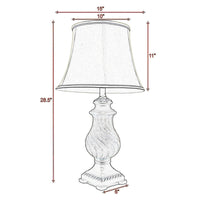 29 Inch Table Lamp, Traditional Round Beige Fabric Shade, Brown Plinth Base - BM300856