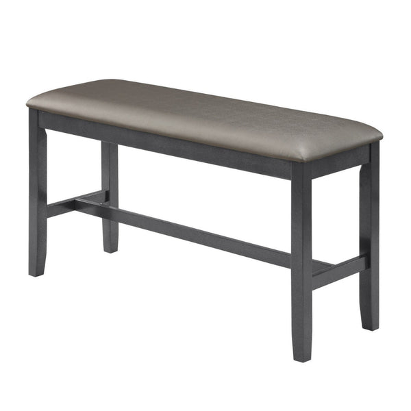 48 Inch Dining Bench, Padded Seat Cushion, Metallic Gray Upholstery, Black - BM300873