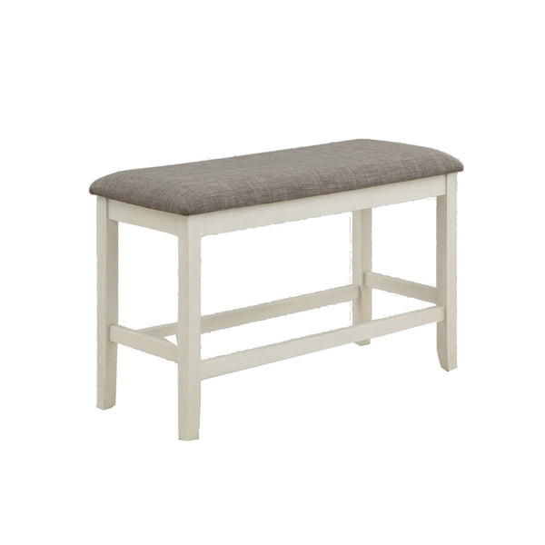 Mon 40 Inch Counter Height Dining Bench, Padded Seat, Chalk Gray Upholstery - BM300875