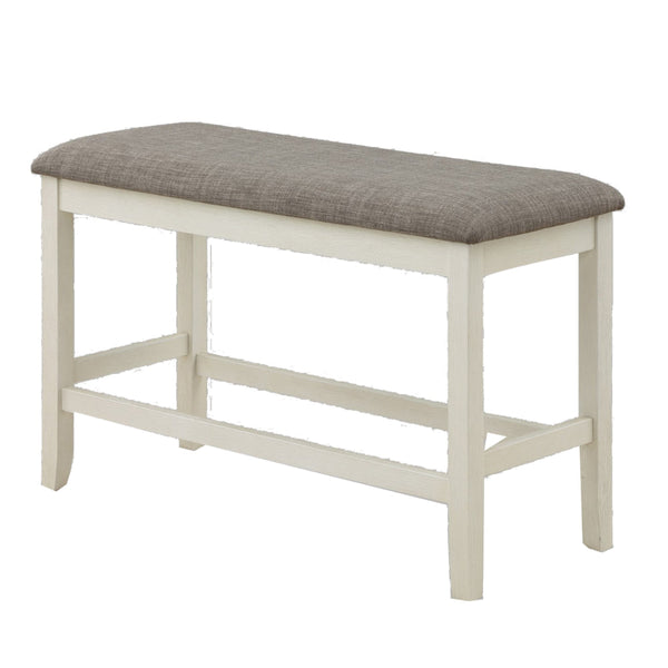 Mon 40 Inch Counter Height Dining Bench, Padded Seat, Chalk Gray Upholstery - BM300875