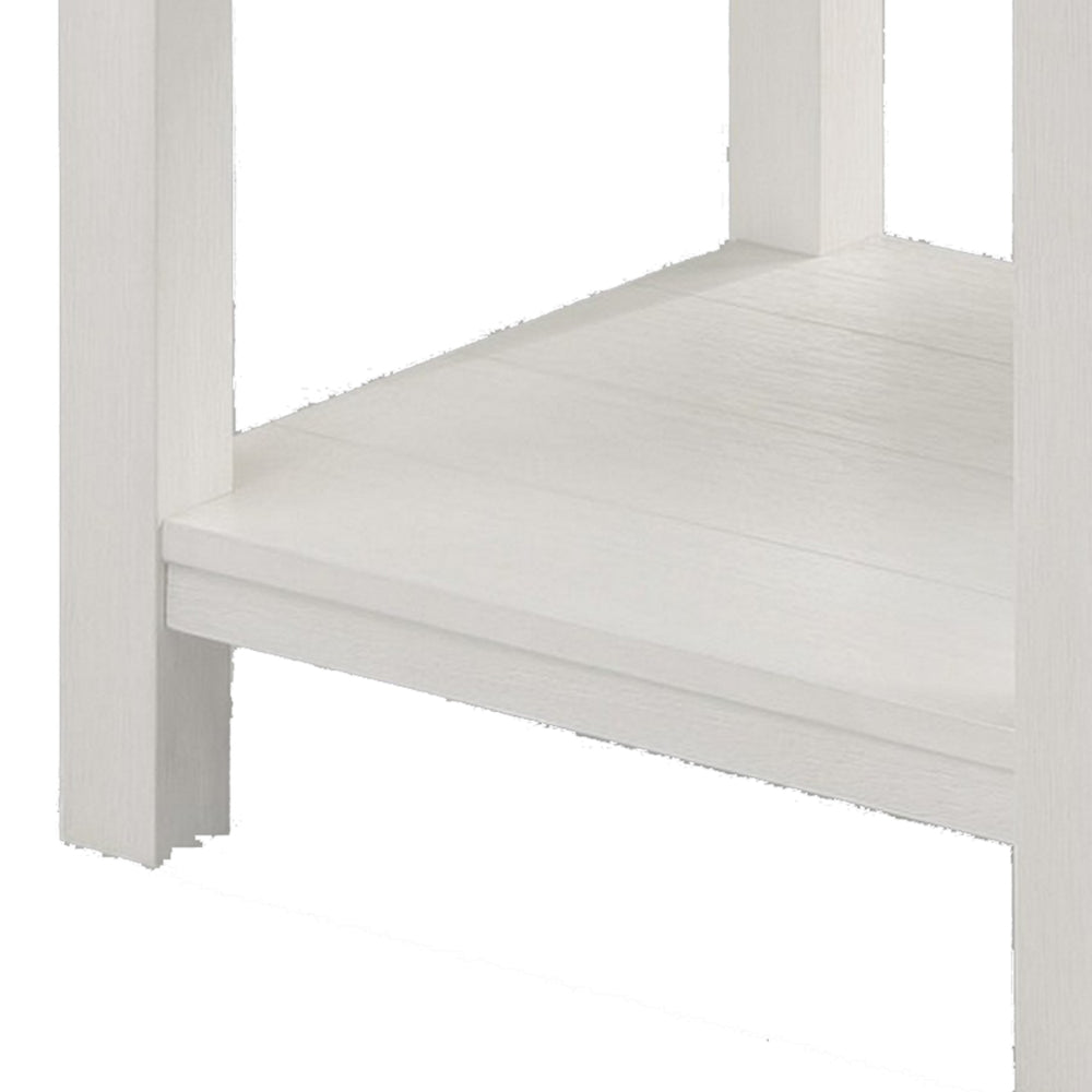 Mon 24 Inch Square End Table, Open Bottom Shelf, Brown Top, White Frame - BM300878