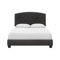 Dane Full Size Bed, Fully Upholstered, Tufted Curved Headboard, Dark Gray - BM300906