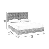 Dane Full Size Bed, Fully Upholstered, Tufted Curved Headboard, Dark Gray - BM300906