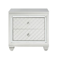 Piros 29 Inch 2 Drawer Nightstand, Diamond Pattern, Mirrored Frame, Silver - BM300945