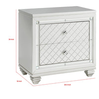 Piros 29 Inch 2 Drawer Nightstand, Diamond Pattern, Mirrored Frame, Silver - BM300945