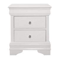 Teich 24 Inch Wood Nightstand, 2 Drawers, Textured Panels, Crisp White - BM300959