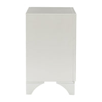 Oro 30 Inch Nightstand, 2 Drawers, Silver Trim, Chrome Bar Handles, White - BM300972