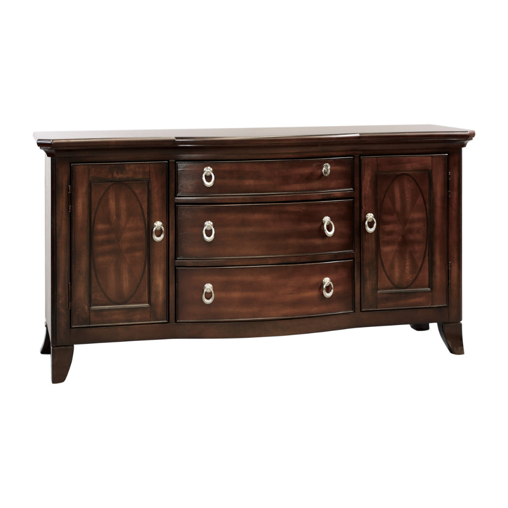 benzara Koot 56 Inch 3 Drawer Buffet Console Storage Cabinets Adjustable Shelves - BM300975