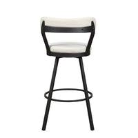 31 Inch Swivel Bar Stool, White Faux Leather, Dark Gray, Metal, Set of 2 - BM300985