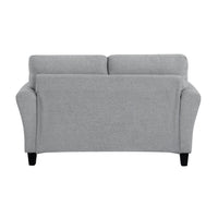 Engi 58 Inch Accent Loveseat, Smooth Gray Polyester, Attached Back Cushion - BM301036