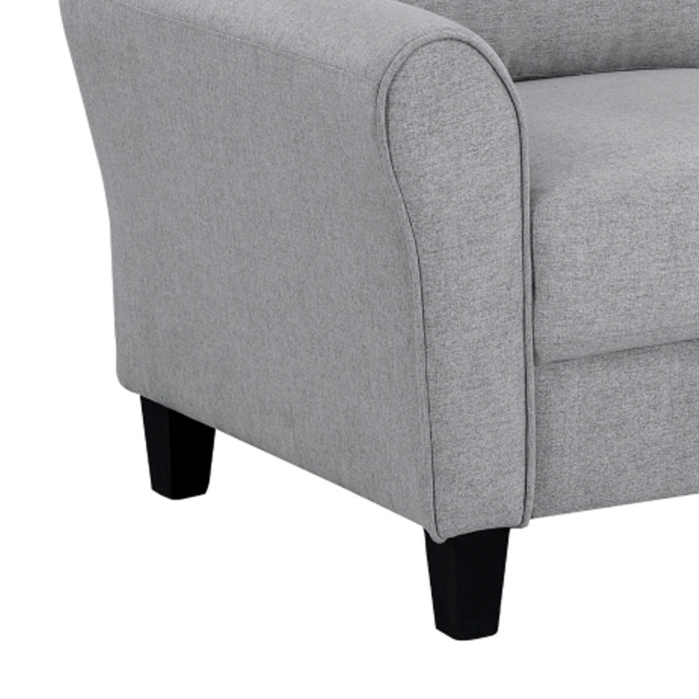 Engi 58 Inch Accent Loveseat, Smooth Gray Polyester, Attached Back Cushion - BM301036