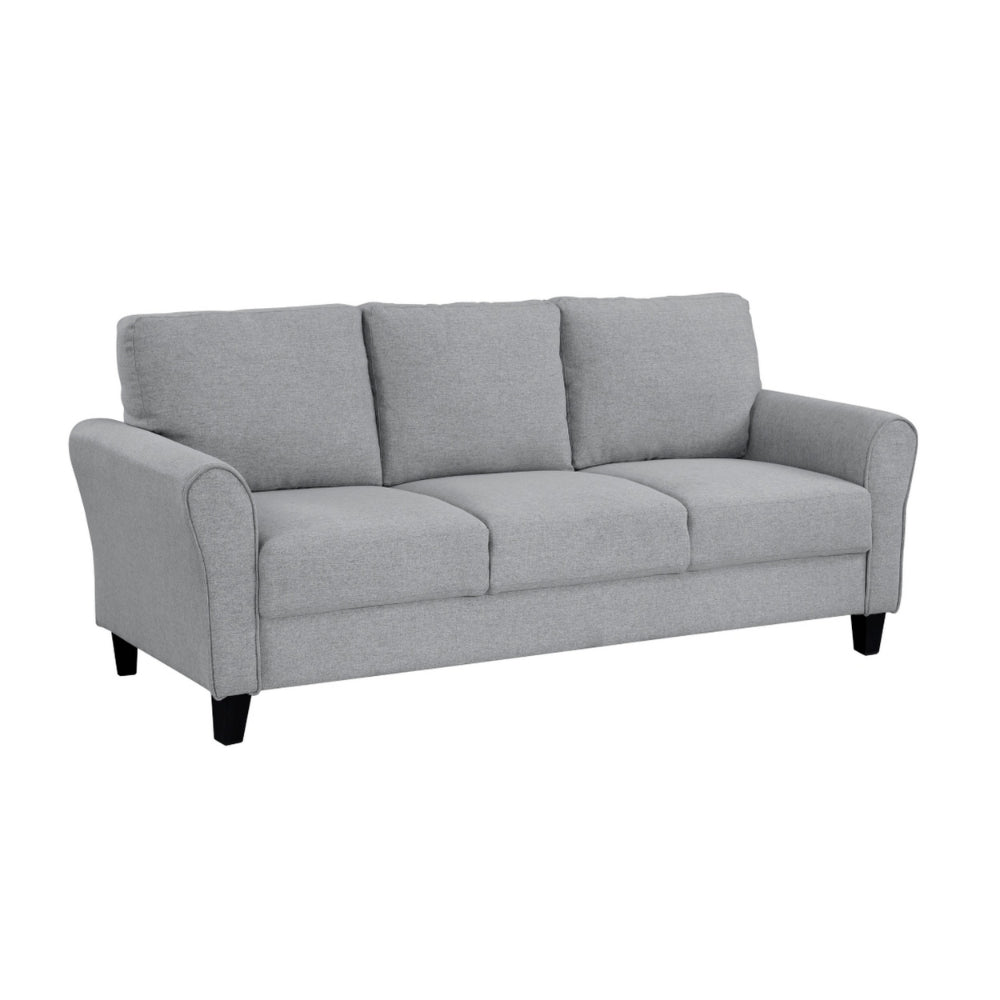 Engi 81 Inch Accent Sofa, Smooth Gray Polyester, Attached Back Cushion - BM301037