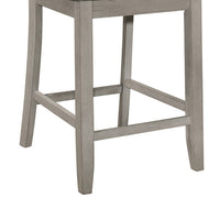 Brian 23 Inch Counter Chair, Crossbuck Backrest, Rustic Gray Wood, Brown - BM301056