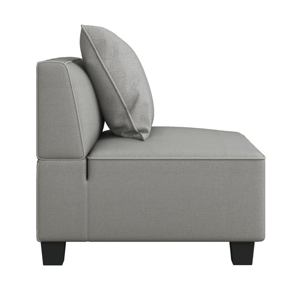 Jake 34 Inch Armless Chair, Gray Textured Polyester, Tapered Wooden Feet - BM301140