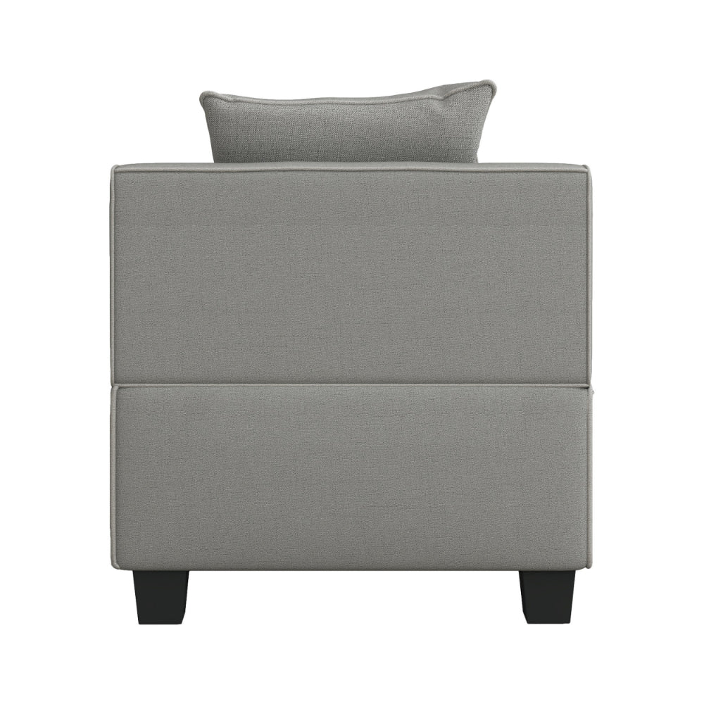 Jake 34 Inch Armless Chair, Gray Textured Polyester, Tapered Wooden Feet - BM301140