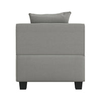 Jake 34 Inch Armless Chair, Gray Textured Polyester, Tapered Wooden Feet - BM301140