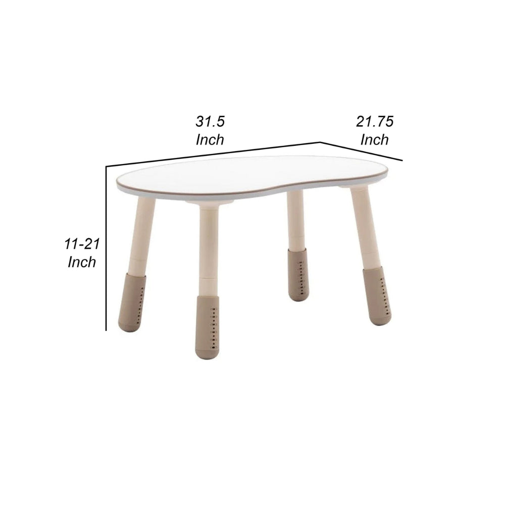 11-21 Inch Kids Table, Adjustable Height, White and Brown Dual Tone Finish - BM301185