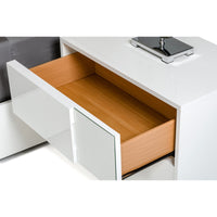 Cid Mina 24 Inch Nightstand, 2 Drawers, High Gloss Lacquer Finish, White - BM301303