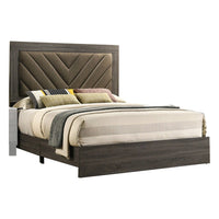 Cato Upholstered California King Bed, Tufted Brown Headboard, Dark Gray - BM301354