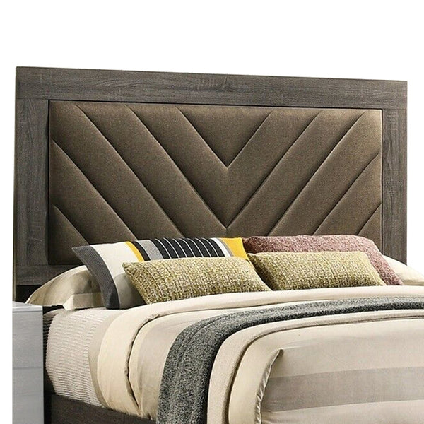 Cato Upholstered California King Bed, Tufted Brown Headboard, Dark Gray - BM301354