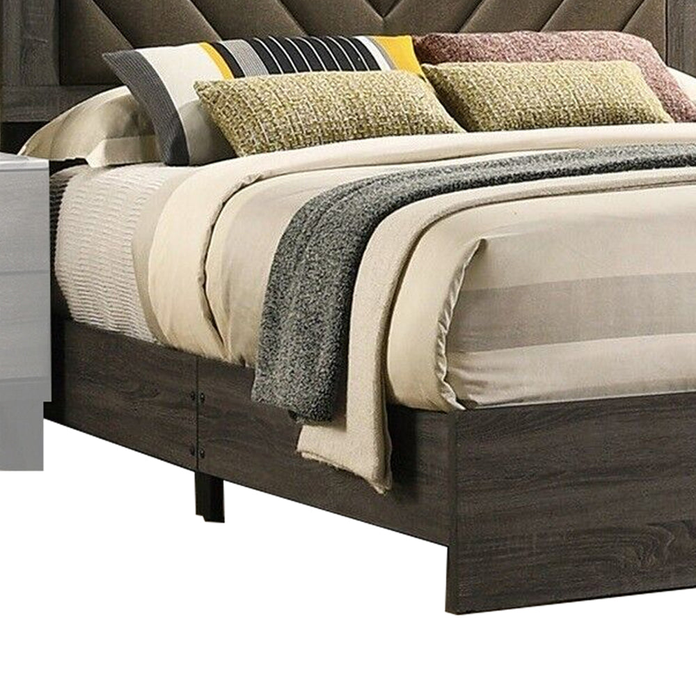 Cato Upholstered California King Bed, Tufted Brown Headboard, Dark Gray - BM301354