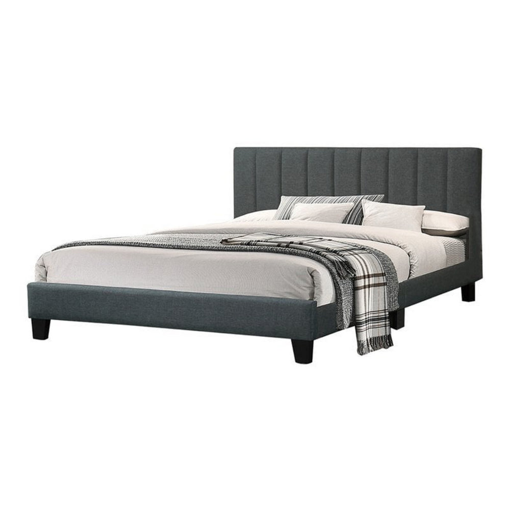 Dex Modern Platform Full Size Bed, Plush Tufted Upholstery, Charcoal Gray - BM301427