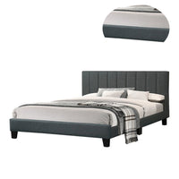 Dex Modern Platform Full Size Bed, Plush Tufted Upholstery, Charcoal Gray - BM301427