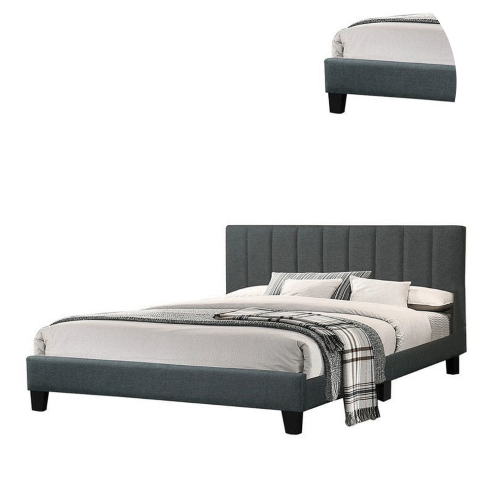 Dex Modern Platform Full Size Bed, Plush Tufted Upholstery, Charcoal Gray - BM301427