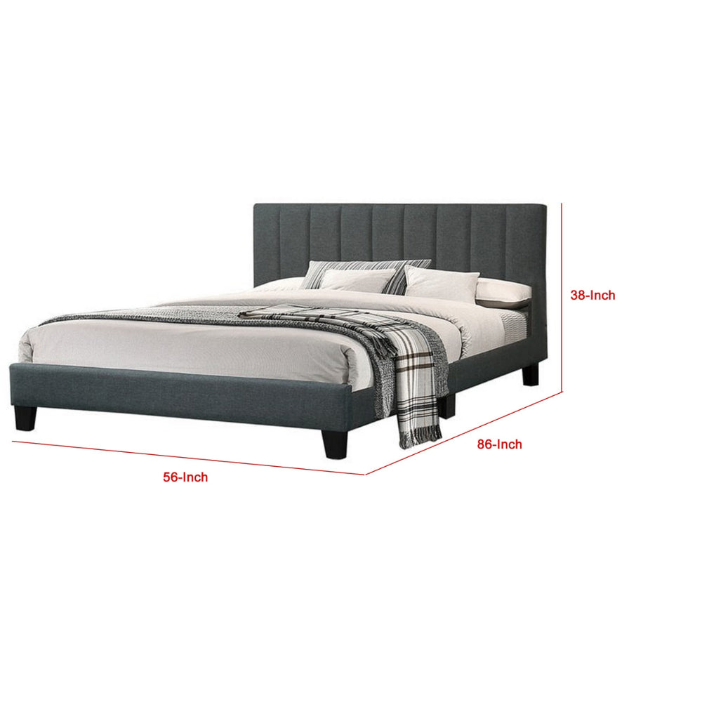 Dex Modern Platform Full Size Bed, Plush Tufted Upholstery, Charcoal Gray - BM301427