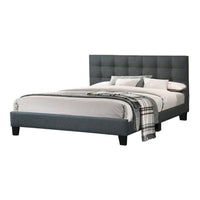 Dex Modern Platform Queen Size Bed, Plush Tufted Upholstery, Charcoal Gray - BM301428