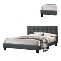 Dex Modern Platform Queen Size Bed, Plush Tufted Upholstery, Charcoal Gray - BM301428