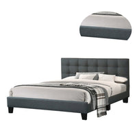 Dex Modern Platform Queen Size Bed, Plush Tufted Upholstery, Charcoal Gray - BM301428